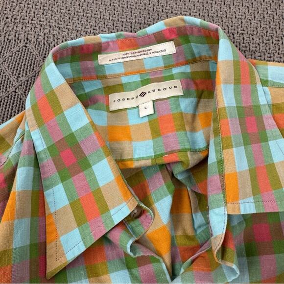 Joseph Abboud Plaid Colorful Short Sleeve Men's Shirt ~ L - Picture 2 of 11